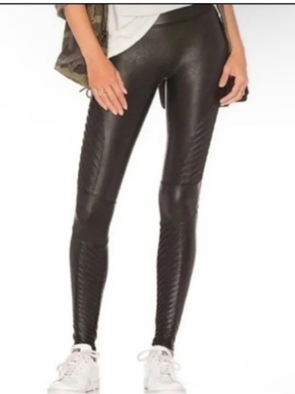 SPANX “Moto” Faux Leather Leggings, Size M